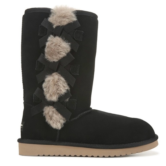 UGG Koolabura Tall Victoria Black Suede Winter Boots with Sherpa Lining. - Picture 2 of 11